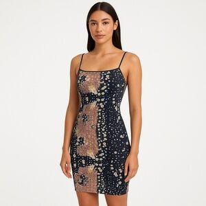 VOLCOM Abstract Print Sleeveless Body Con Dress‎ Medium